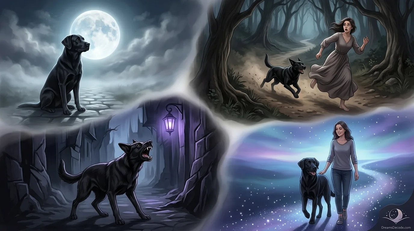 different black dog dream scenarios and their meanings