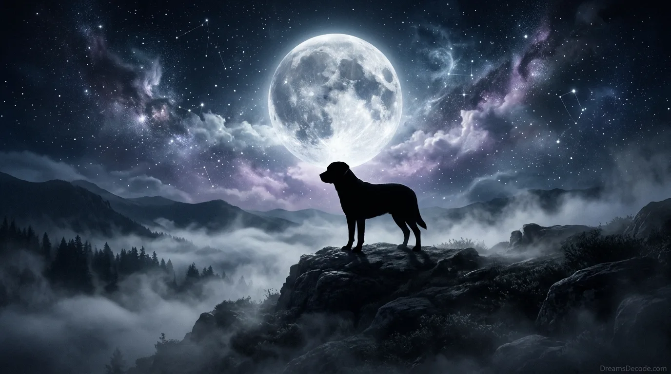 black dog dream meaning silhouette under moonlight