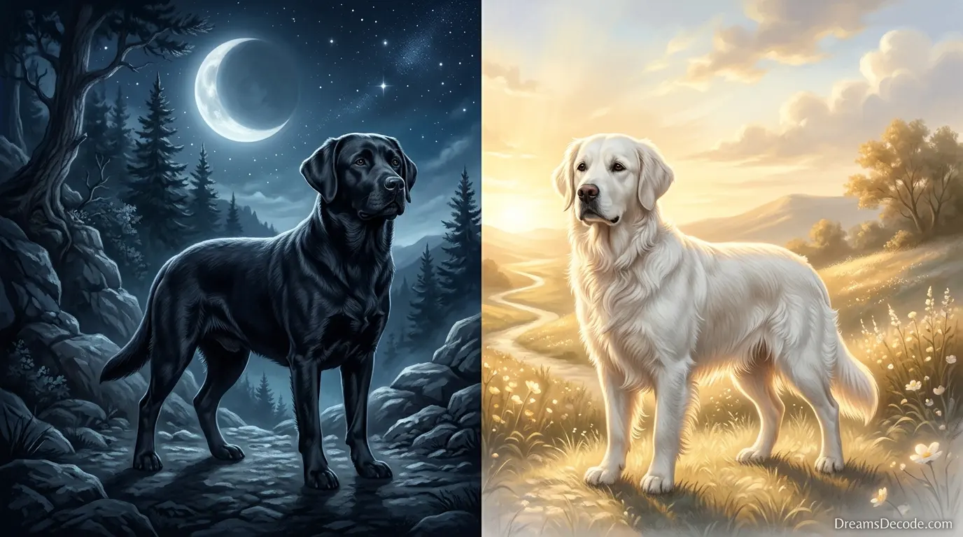 black dog versus white dog dream symbolism comparison