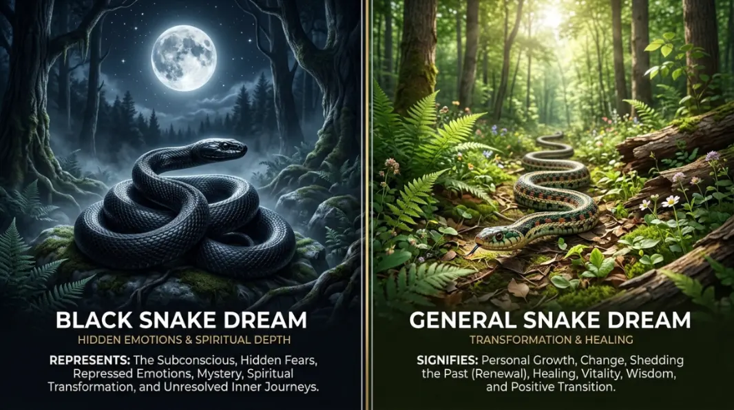 black snake dream versus general snake dream comparison