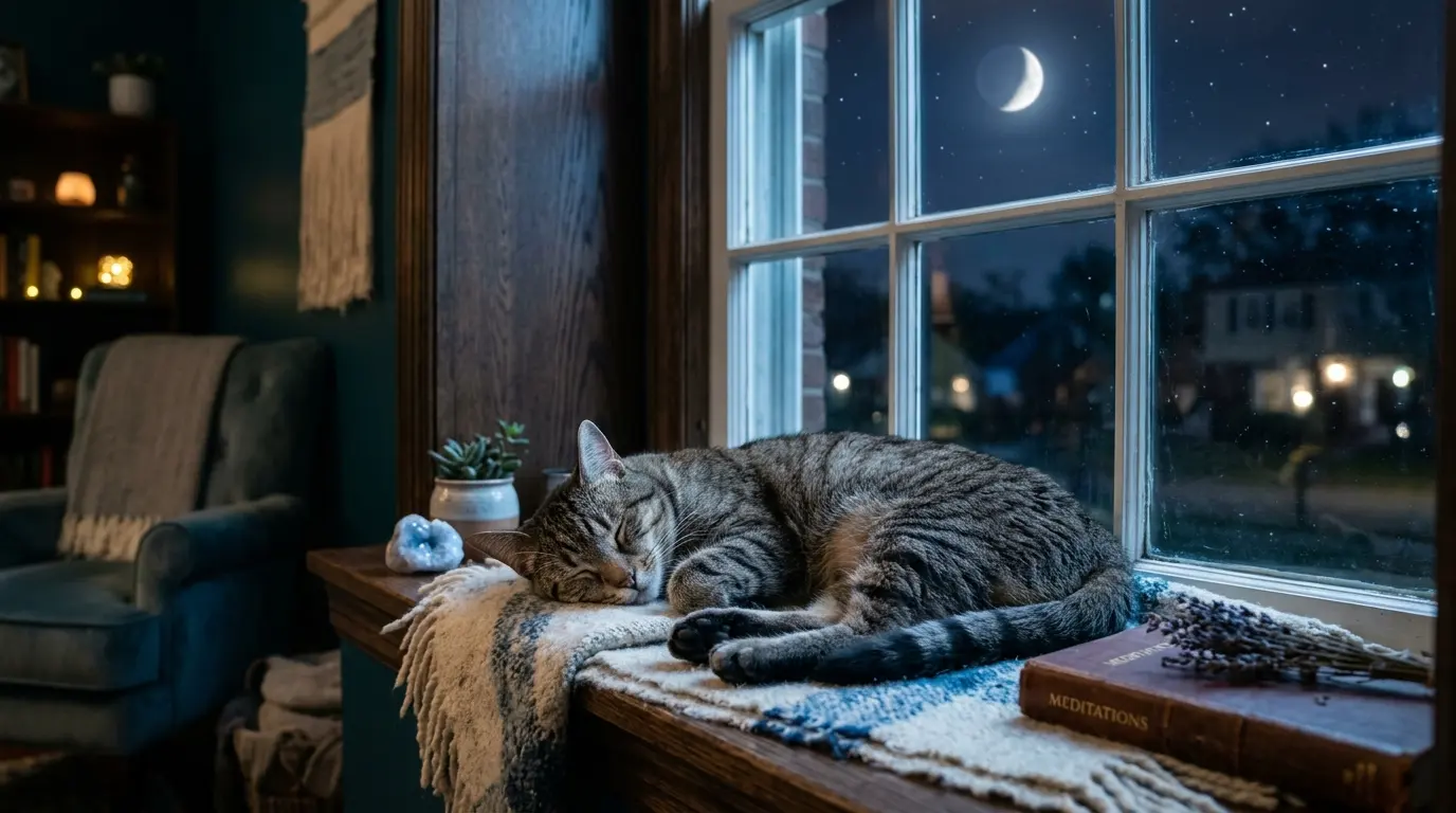 calm cat sleeping on windowsill dream meaning intuition and peace