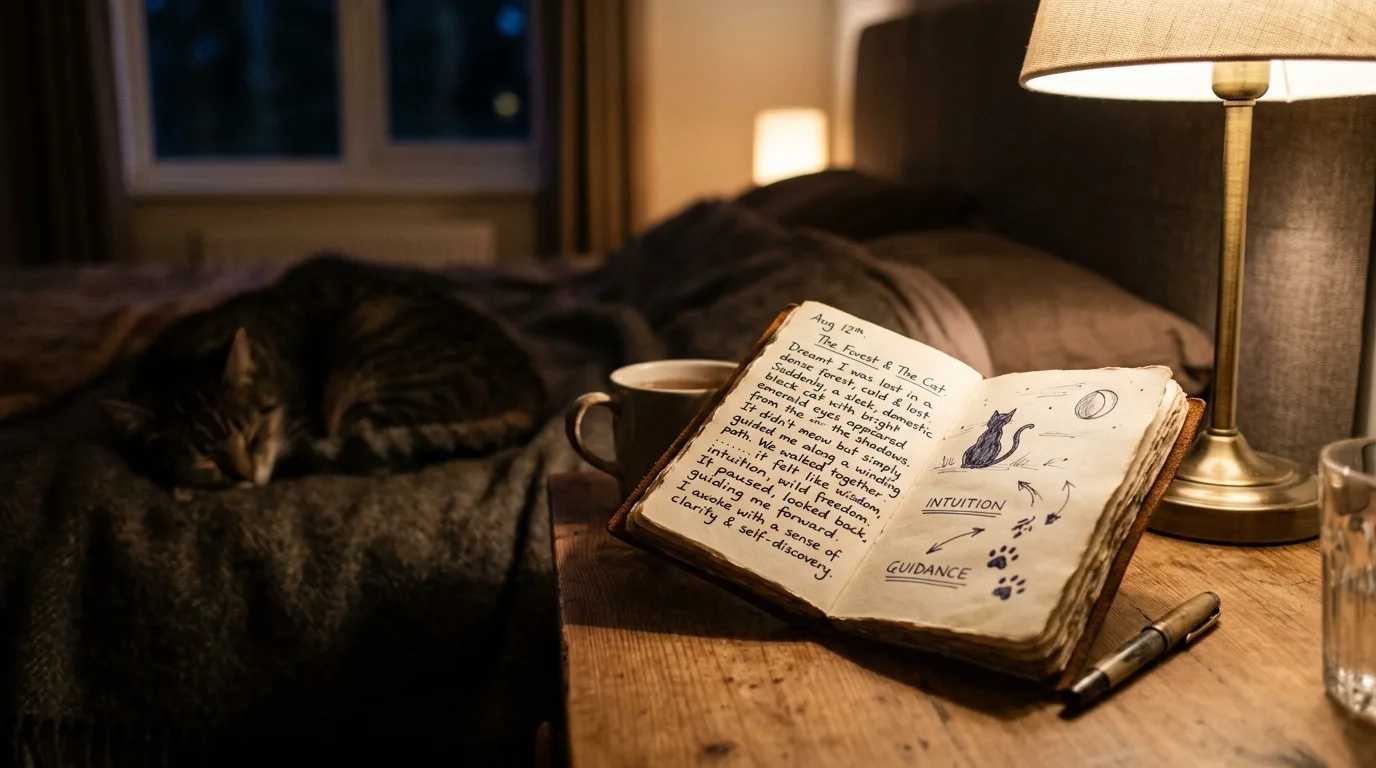 writing cat dream meaning in journal for self-reflection