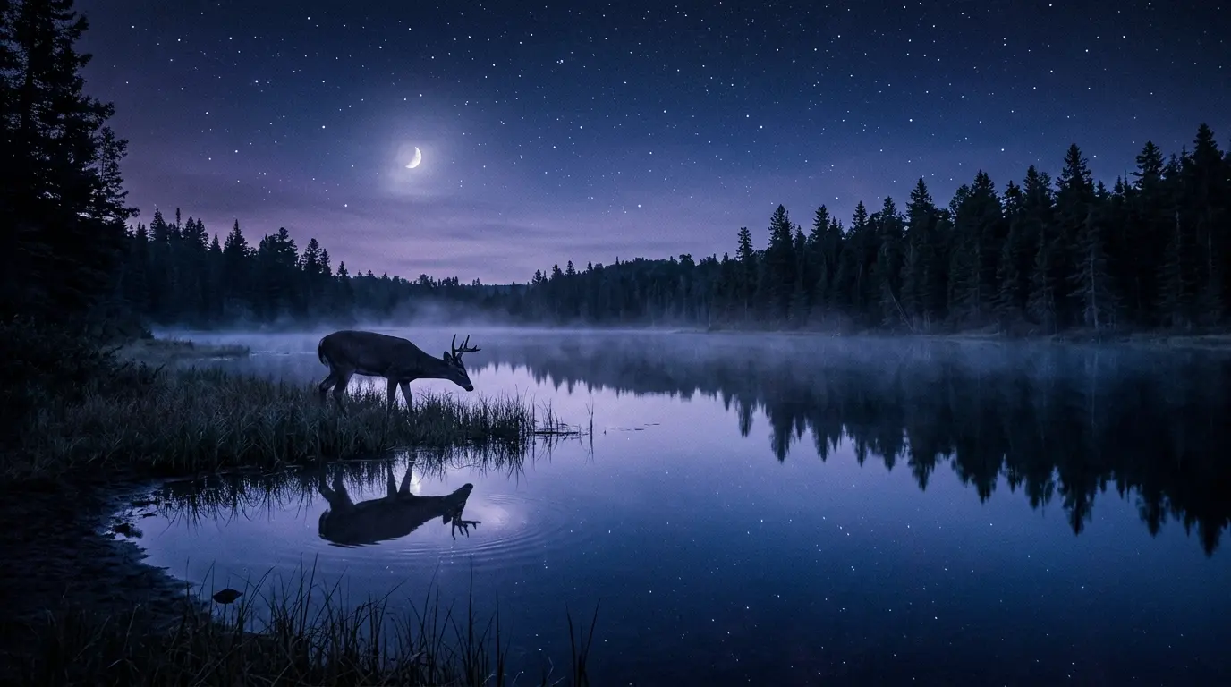 Deer in a dream at night, revealing hidden intuition in deer dream meaning